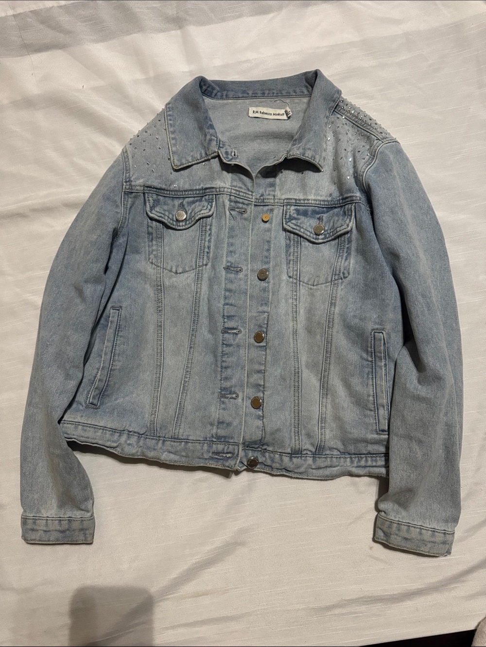 Rebecca Minkoff Light Blue Denim Jacket with Shoulder Studs